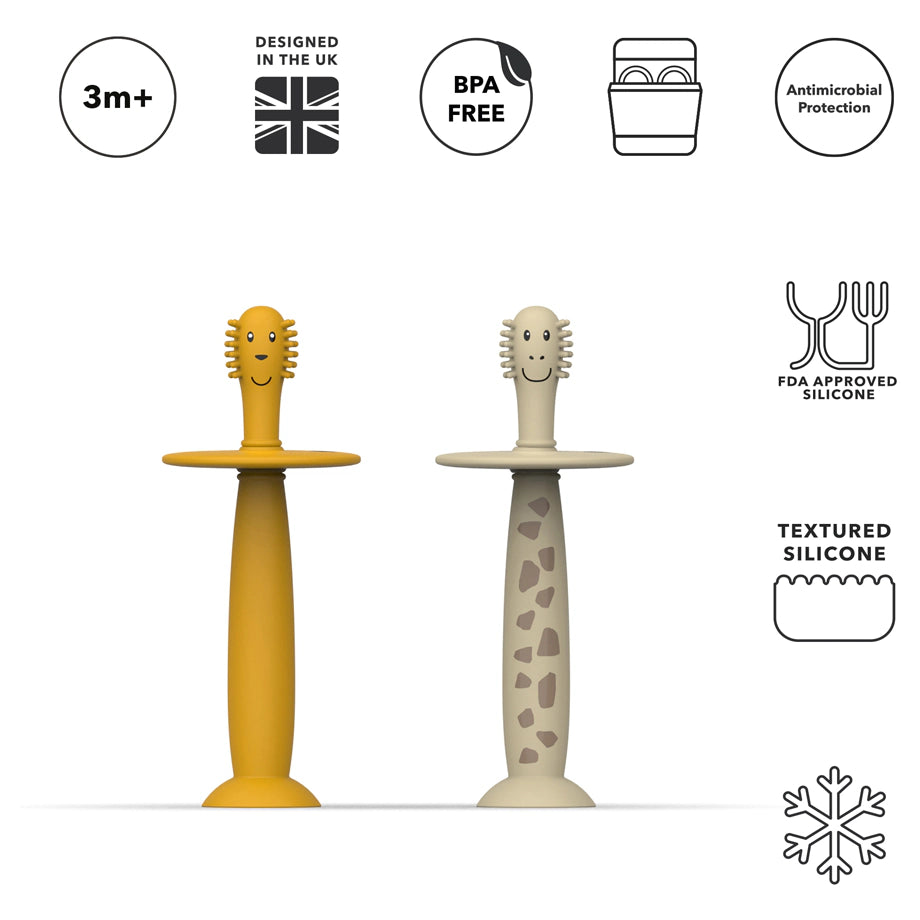 Matchstick Monkey Training Toothbrush With Stopper Lion and Giraffe Matchstick Monkey Training Toothbrush With Stopper Lion and Giraffe