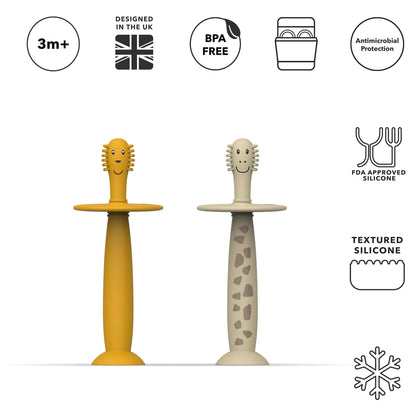 Matchstick Monkey Training Toothbrush With Stopper Lion and Giraffe