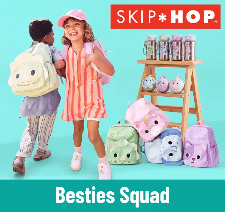 Skip Hop Besties Squad Stainless Steel Straw Bottle (Elephant)