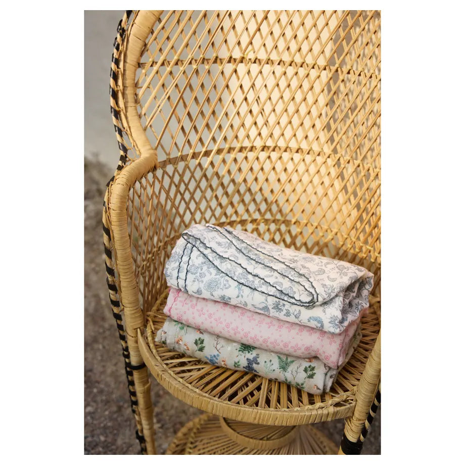 Elodie Bamboo Muslin Blanket (Embroidery Anglaise Pink)