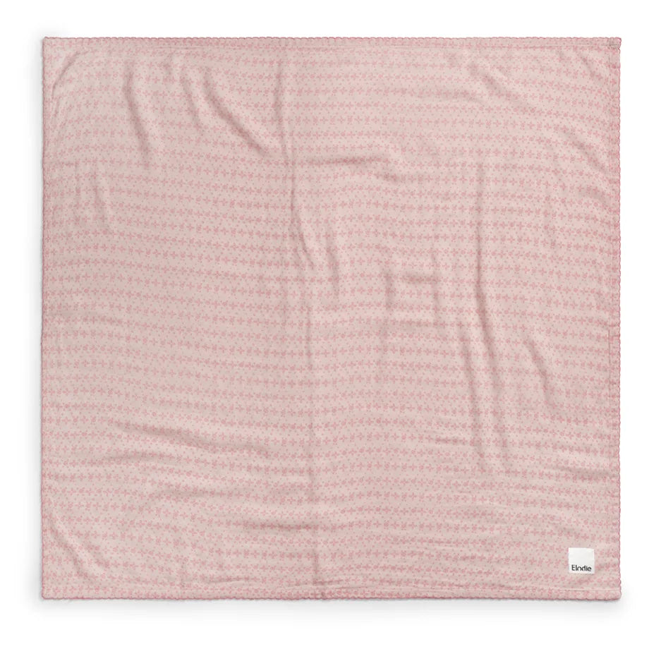 Elodie Bamboo Muslin Blanket (Embroidery Anglaise Pink)