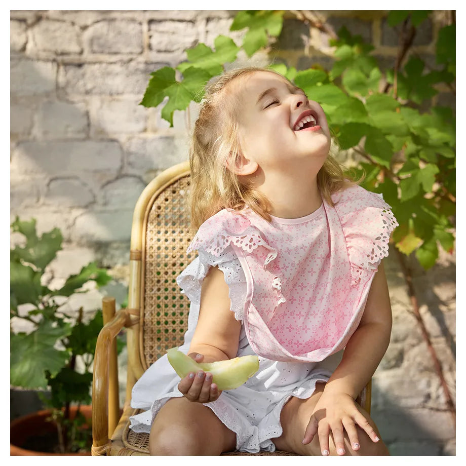 Elodie Baby Bib (Embroidery Anglaise Pink)