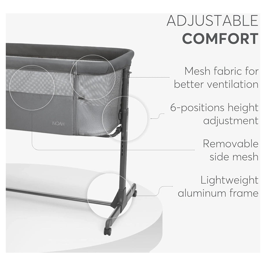 Kikkaboo Bedside Crib (Noah Dark Grey 2025)