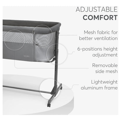 Kikkaboo Bedside Crib (Noah Dark Grey 2025)