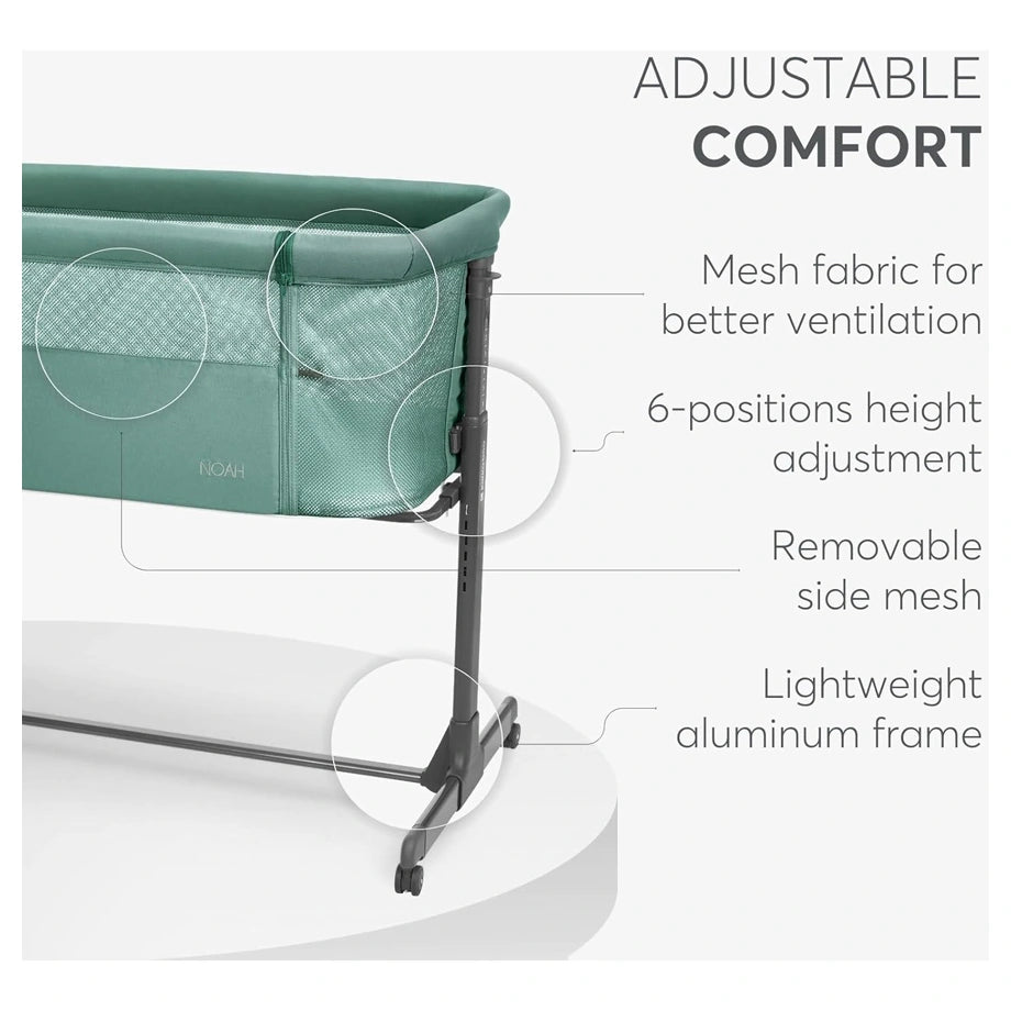 Kikkaboo Bedside Crib (Noah Mint 2025)