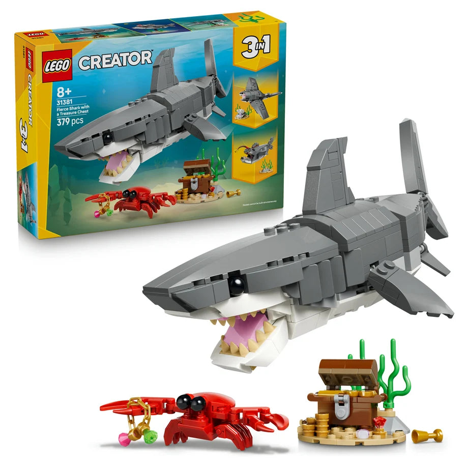 LEGO Creator Fierce Shark with a Treasure Chest 31381 Building Toy Set (379 Pieces)