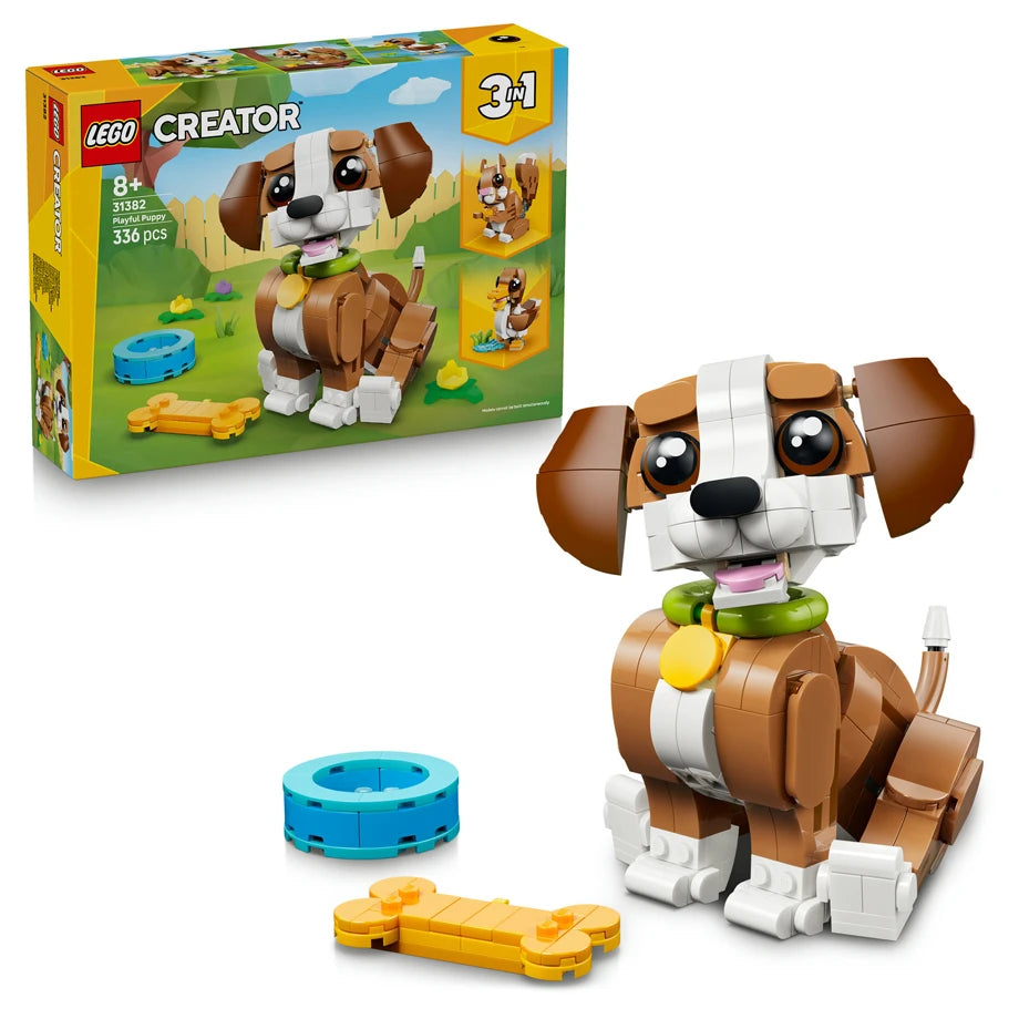 LEGO Creator 3 in 1 Cute Animals: Playful Puppy Dog 31382 Building Toy Set (336 Pieces)
