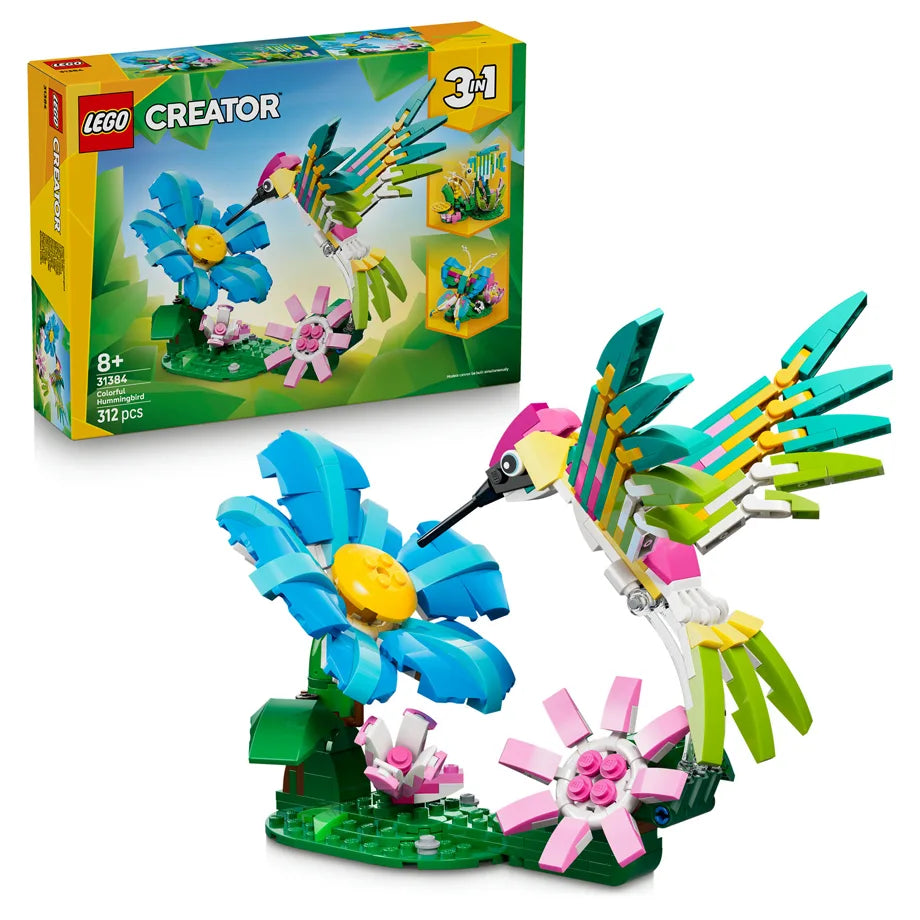 LEGO Creator 3 in 1 Wild Animals: Colorful Hummingbird 31384 Building Toy Set (312 Pieces)