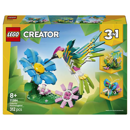 LEGO Creator 3 in 1 Wild Animals: Colorful Hummingbird 31384 Building Toy Set (312 Pieces)