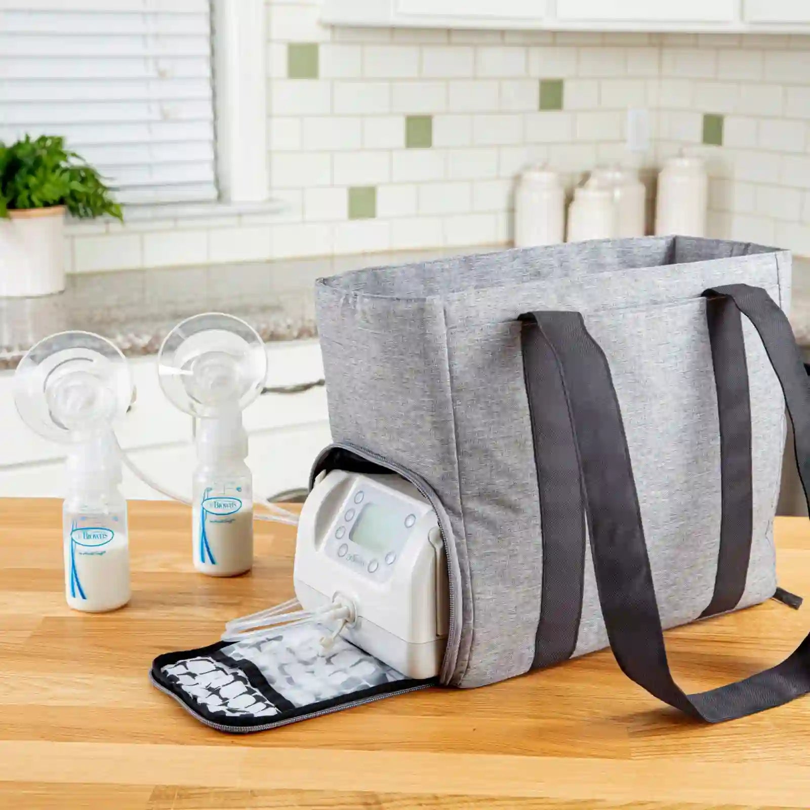 Breast Pump Carryall Tote Bag, Heather Gray for WEB