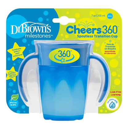 Dr. Browns Cheers 360 Cup w/ Handles, 7 oz/200 ml, 6m+, 1-Pack (Blue)