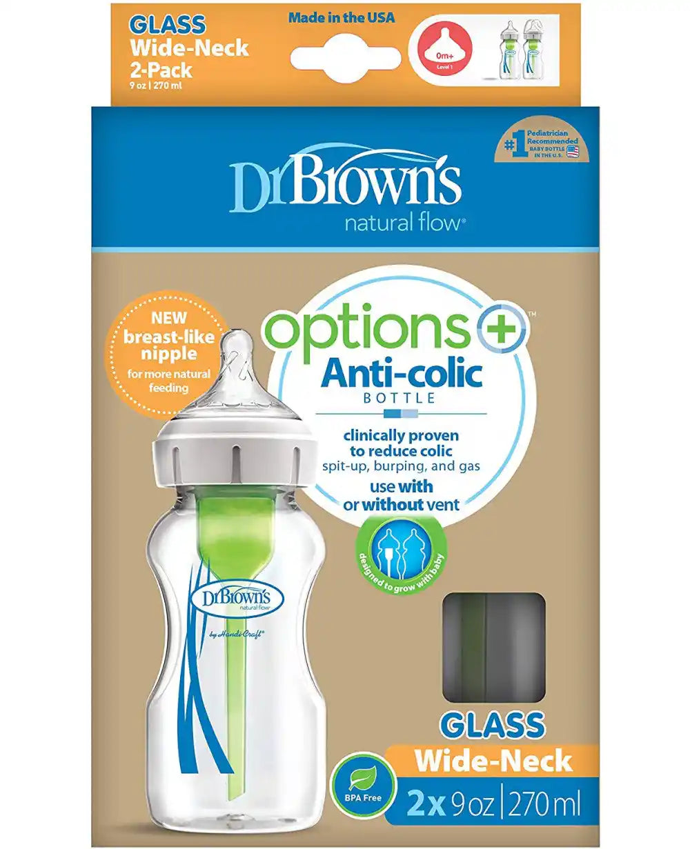 9 oz/270 ml Glass W-N Options+ Bottle, 2-Pack