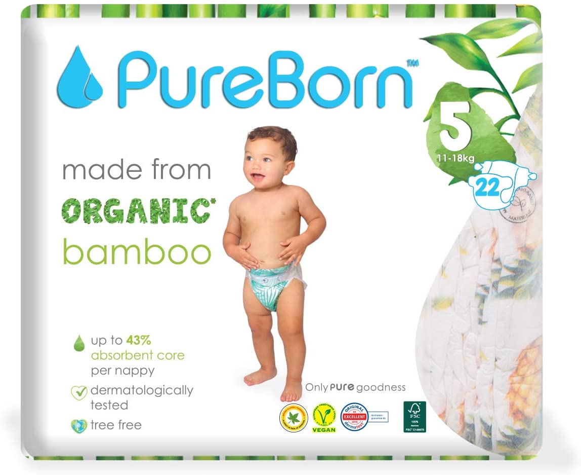 حفاضات بامبو عضوية من PureBorn مقاس 5 (عبوة من 22 قطعة) حفاضات بامبو عضوية من PureBorn مقاس 5 (عبوة من 22 قطعة)