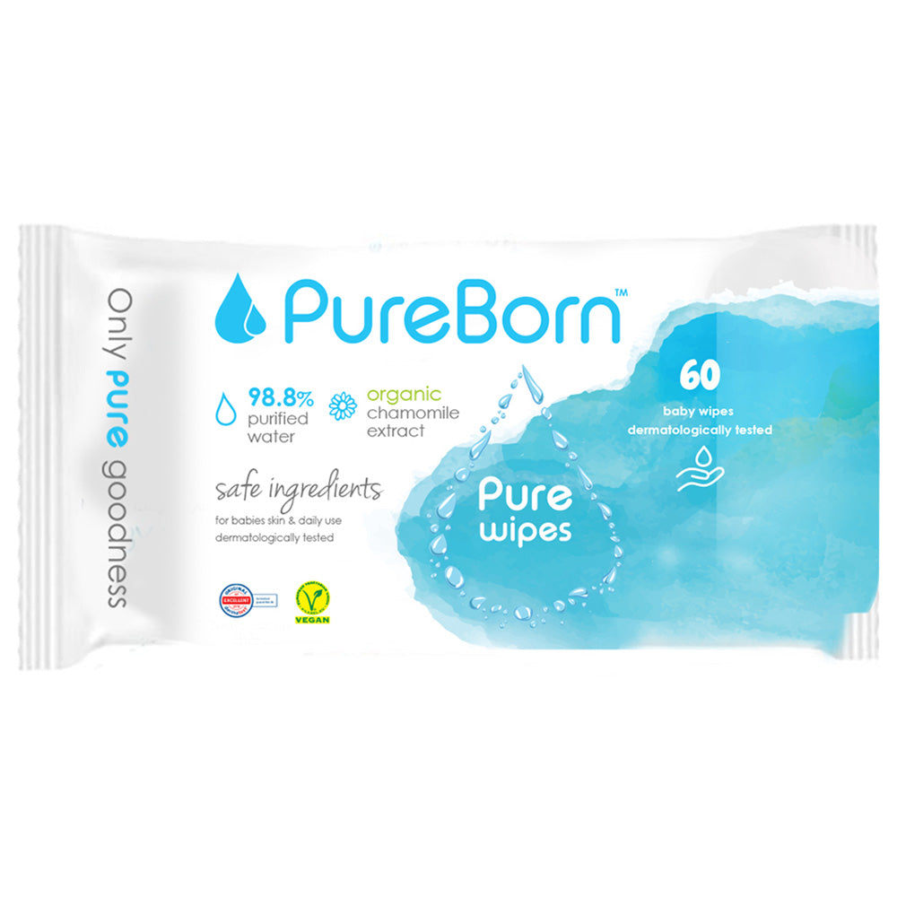PureBorn Organic Cotton & Chamomile Extract Pure Wipes 60s
