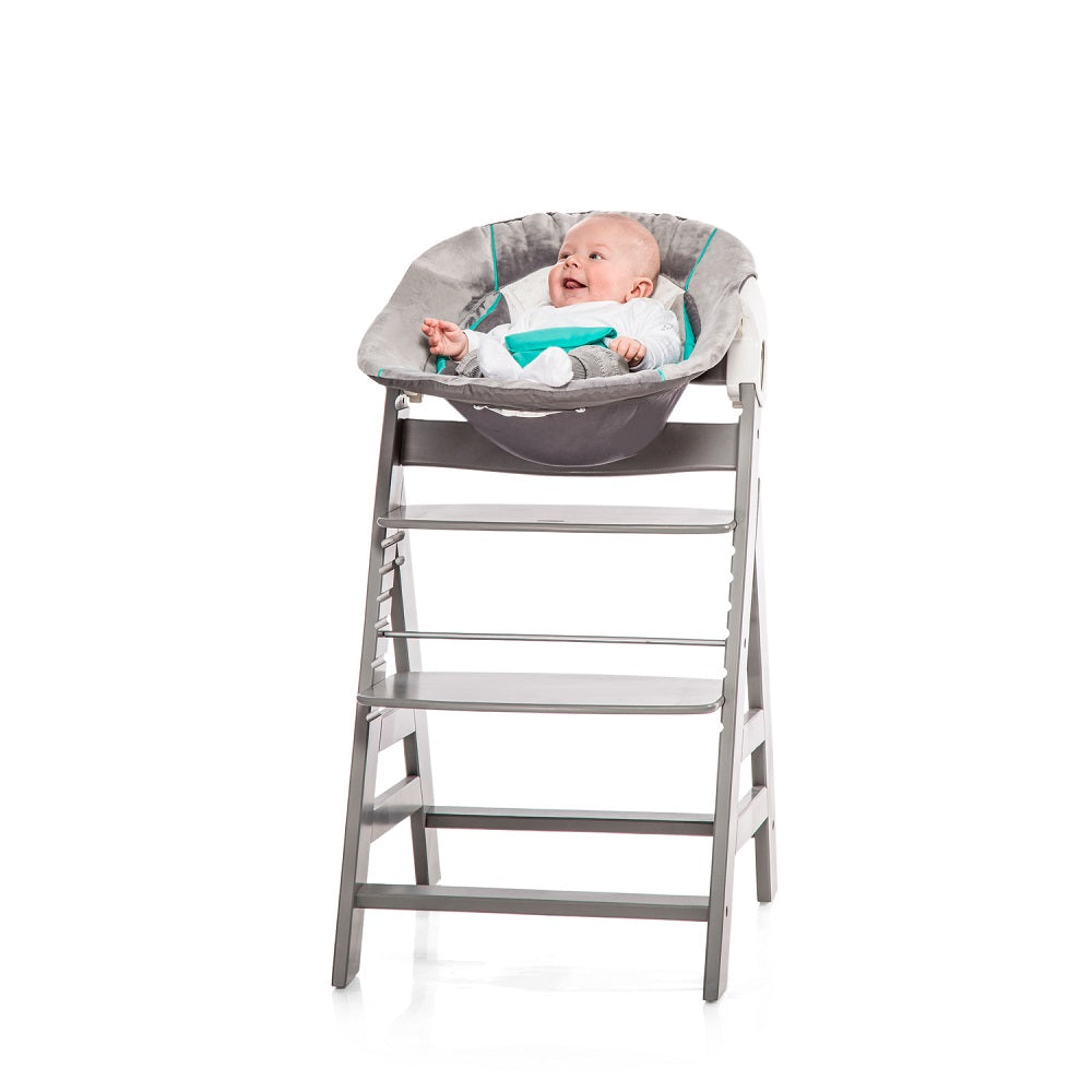 Hauck Alpha Plus & Tray & Bouncer 2-In-1 Bear Hearts & Highchair pad Deluxe Teddy (Grey)