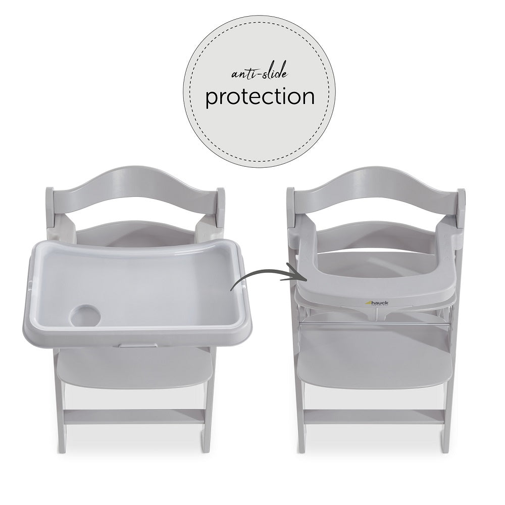Hauck Alpha Plus & Tray & Bouncer 2-In-1 Bear Hearts & Highchair pad Deluxe Teddy (Grey)