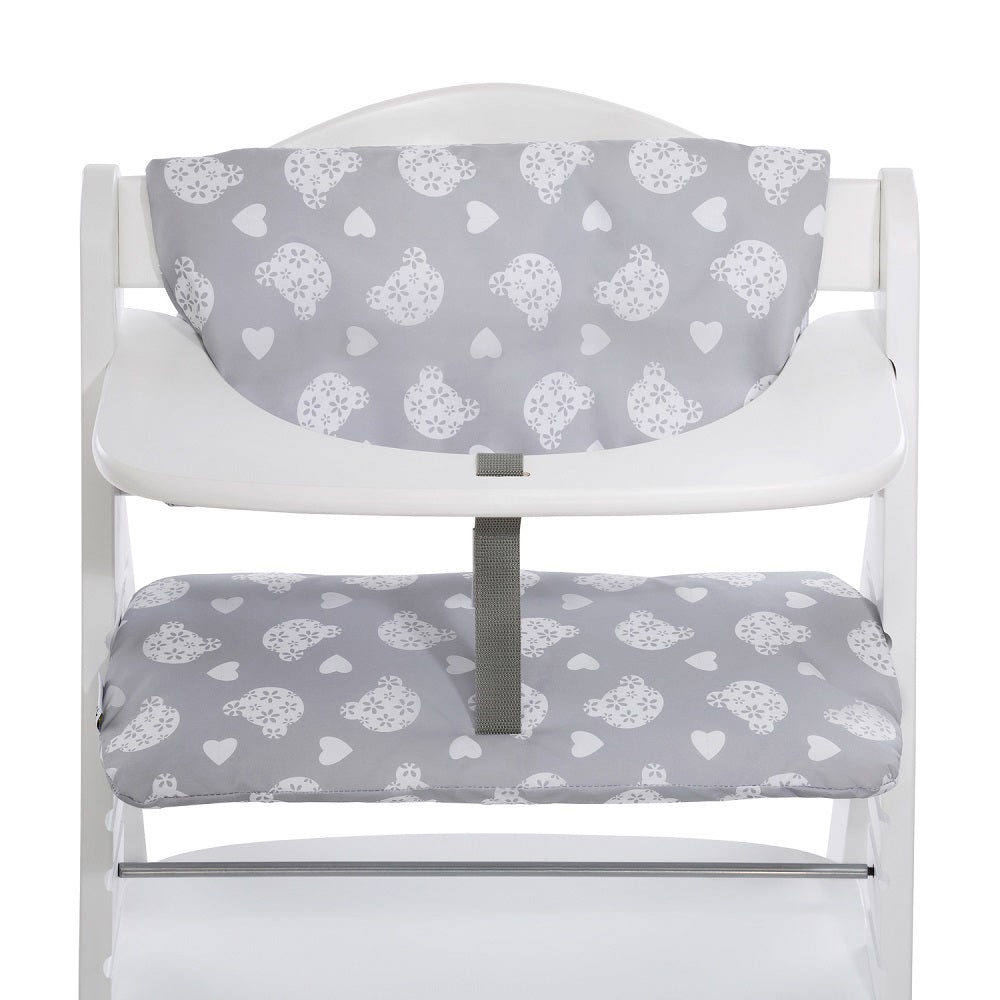 Hauck Alpha Plus & Tray & Bouncer 2-In-1 Bear Hearts & Highchair pad Deluxe Teddy (Grey)