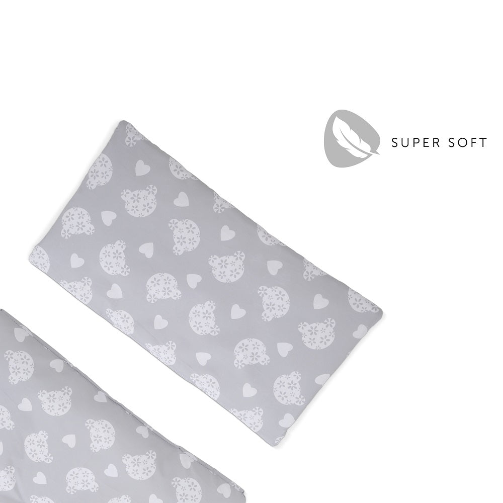 Hauck Alpha Plus & Tray & Bouncer 2-In-1 Bear Hearts & Highchair pad Deluxe Teddy (Grey)