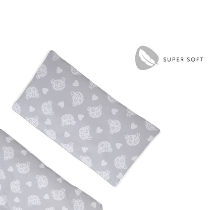Hauck Alpha Plus & Tray & Bouncer 2-In-1 Bear Hearts & Highchair pad Deluxe Teddy (Grey)