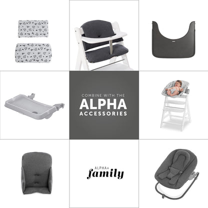 Hauck Alpha Plus Walnut & Tray (White) & Bouncer 2-In-1 Stretch (Beige)