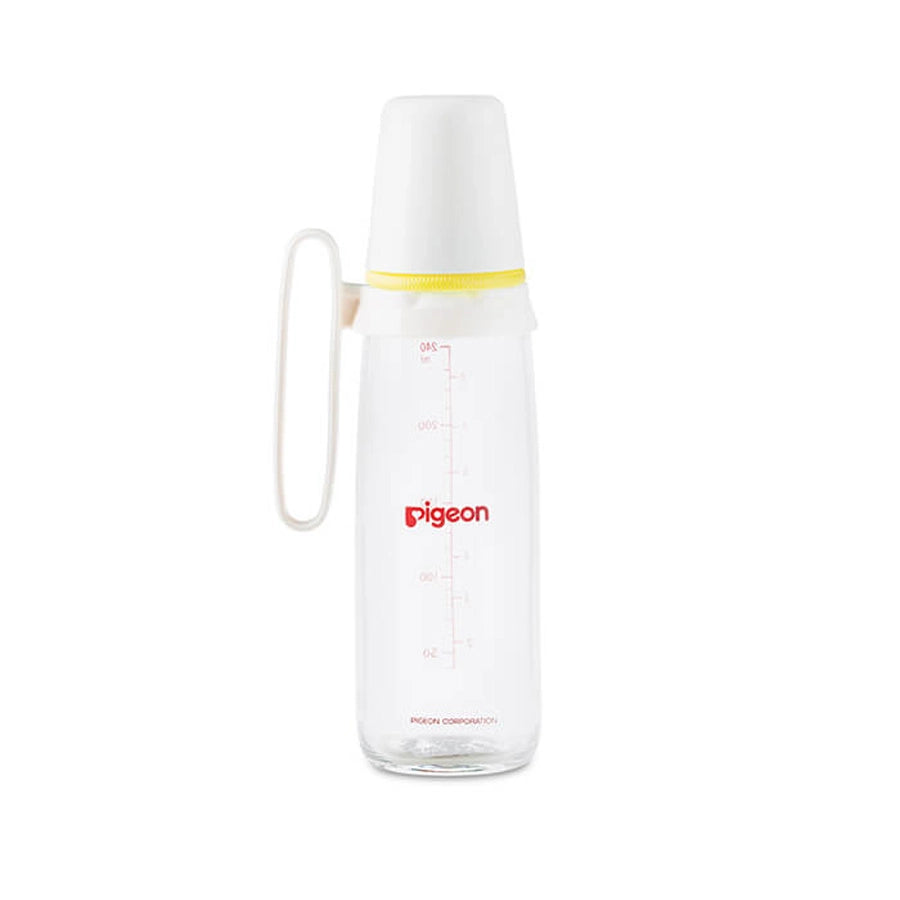 Pigeon - Glass Bottle SN 240 ML  W/Handle (White)