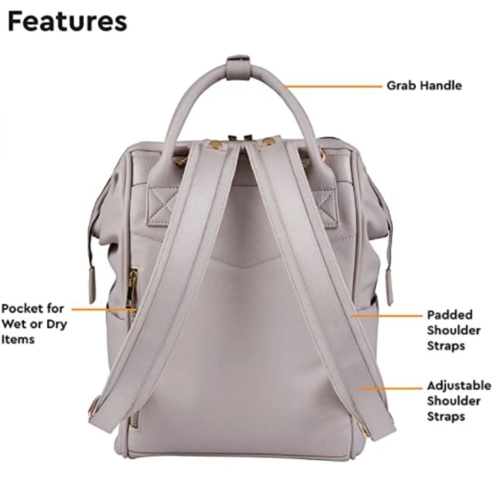 Bababing Mani Vegan Leather Backpack Changing Bag (Blush Grey) Bababing Mani Vegan Leather Backpack Changing Bag (Blush Grey)