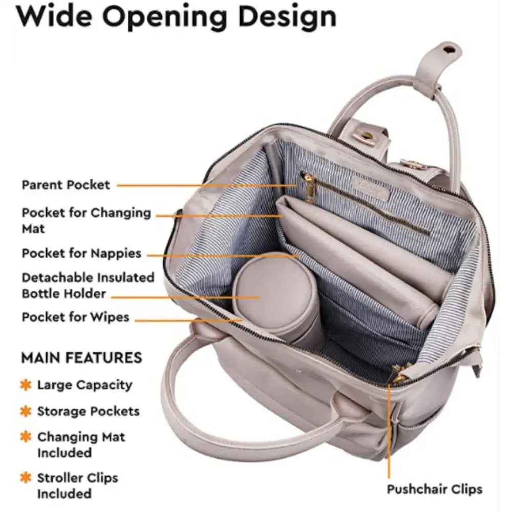 Bababing Mani Vegan Leather Backpack Changing Bag (Blush Grey)