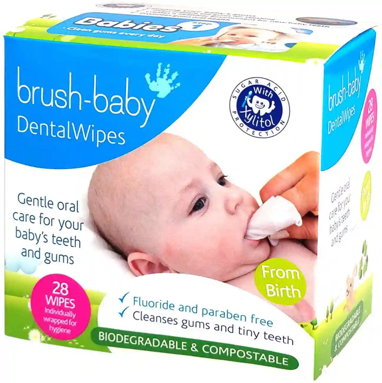 Brush-Baby Dental Wipes Biodegradable 28 Wipes