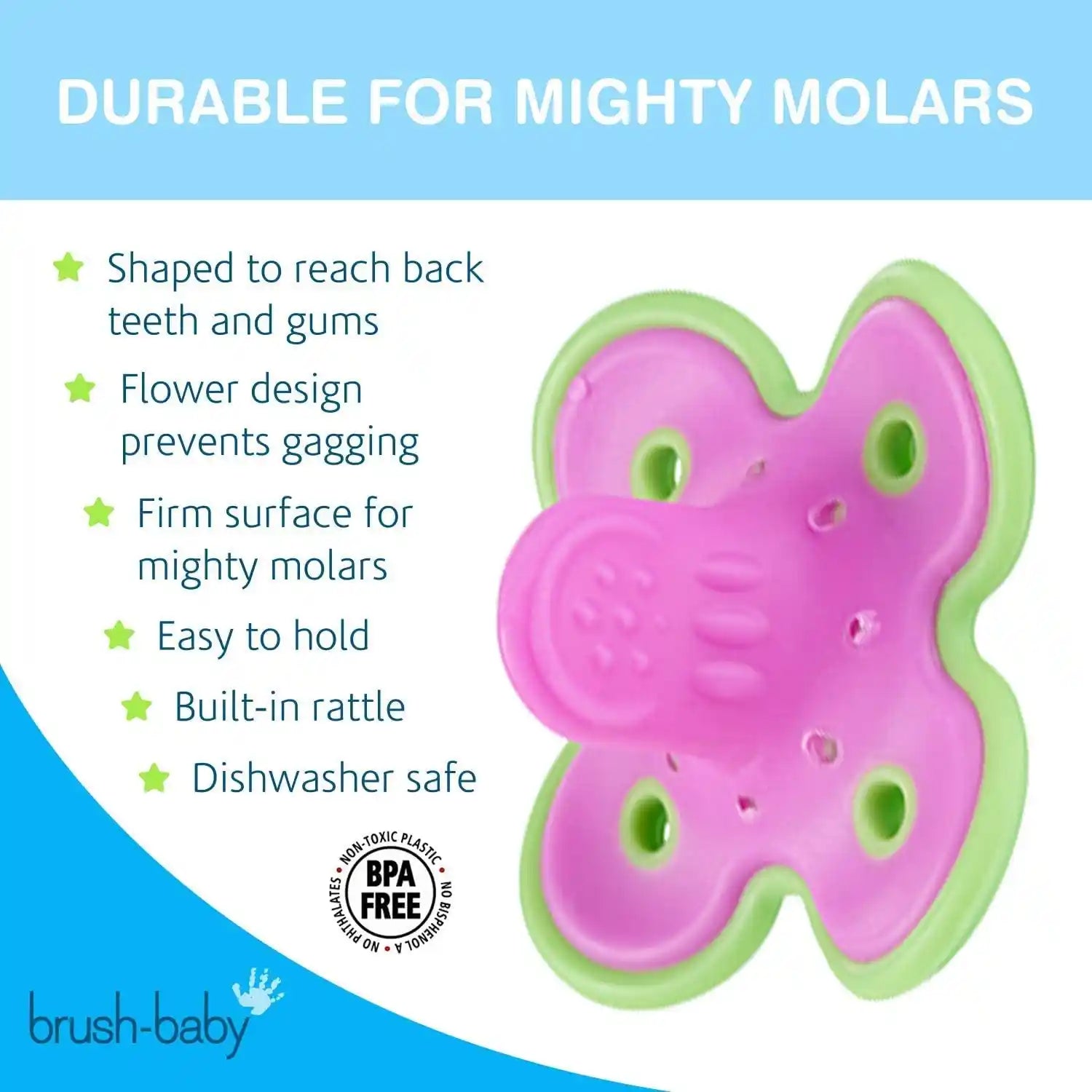 Brush-Baby Molarmunch X 2 Teether (Green/Pink)