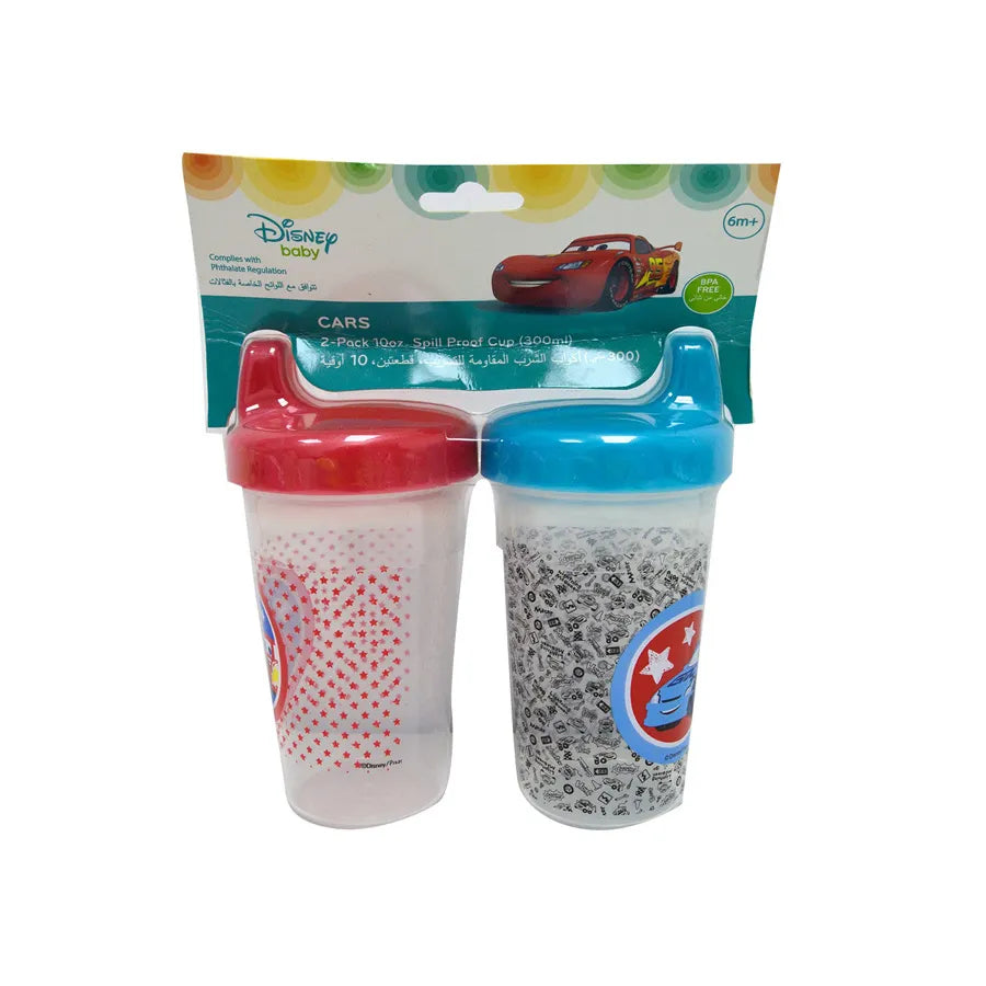 Disney BPA Free Baby Sippy Cup, 12 Months+, 300ML, Pack of 2 - Cars - Mix Disney BPA Free Baby Sippy Cup, 12 Months+, 300ML, Pack of 2 - Cars - Mix