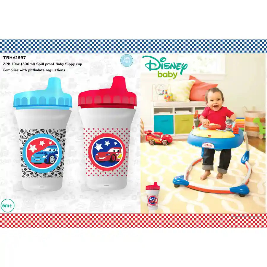 Disney BPA Free Baby Sippy Cup, 12 Months+, 300ML, Pack of 2 - Cars - Mix Disney BPA Free Baby Sippy Cup, 12 Months+, 300ML, Pack of 2 - Cars - Mix