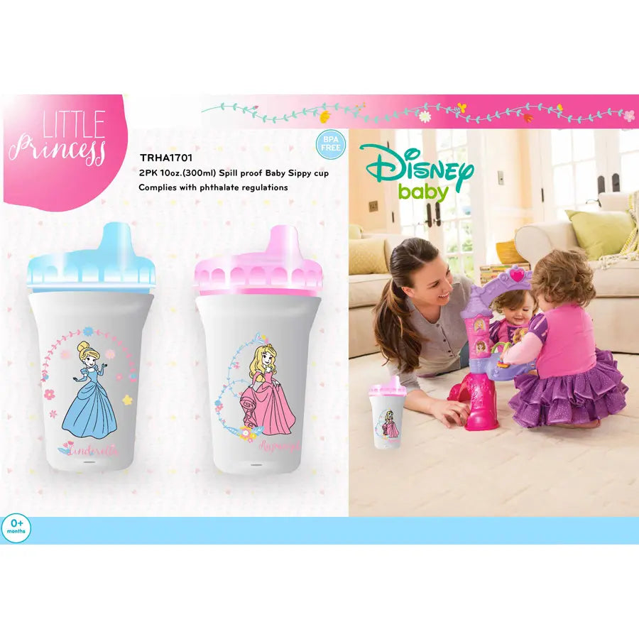 Disney - BPA Free Baby Sippy Cup, 12 Months+, 300ML, Pack of 2 - Princess - Mix