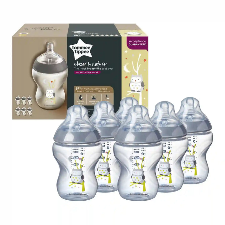 Tommee Tippee Closer To Nature Feeding Bottle, 260Ml X 6  -Boy