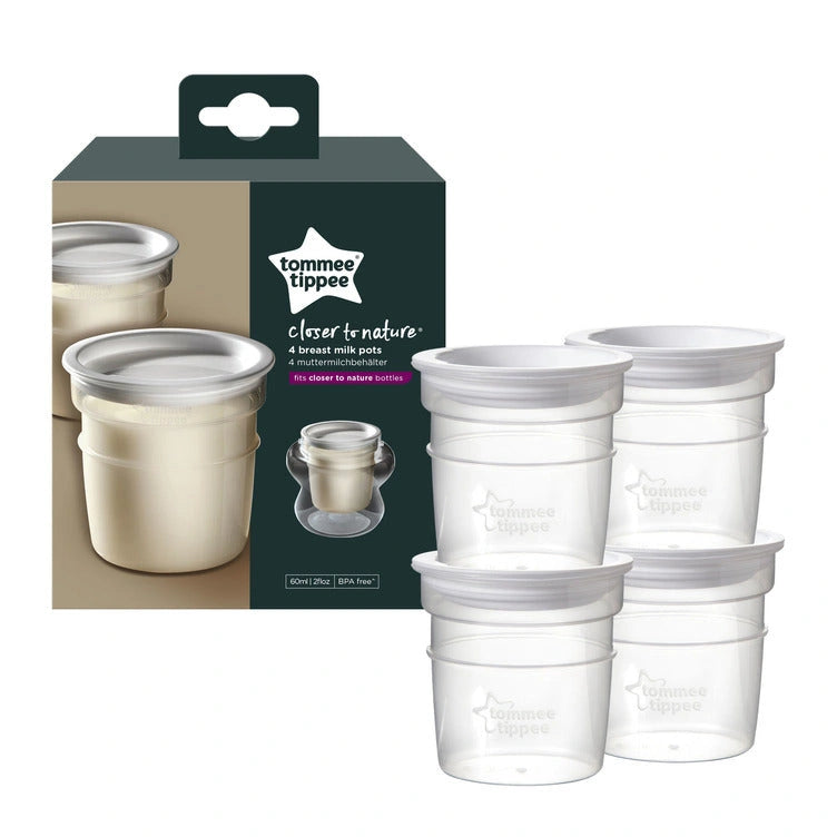 Tommee Tippee Closer To Nature Milk Storage Pots (Pack of 4)