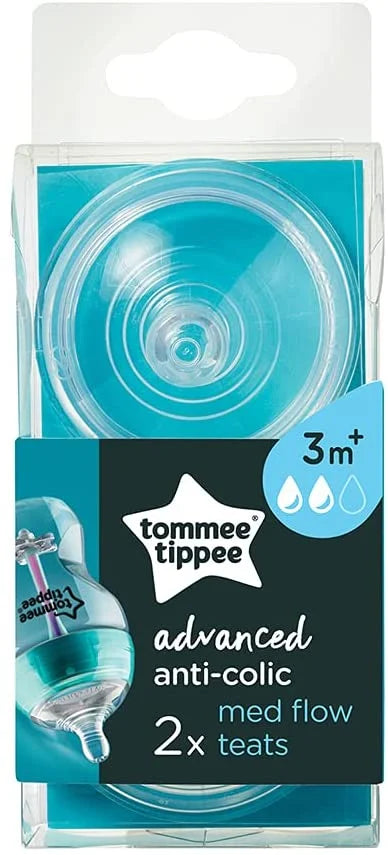 Tommee Tippee Advanced Anti-Colic Teats, Medium Flow X 2 (Clear)