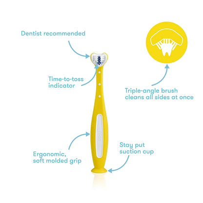Frida Baby Triple-Angle Toothhugger Training Toothbrush For Toddler (Yellow)