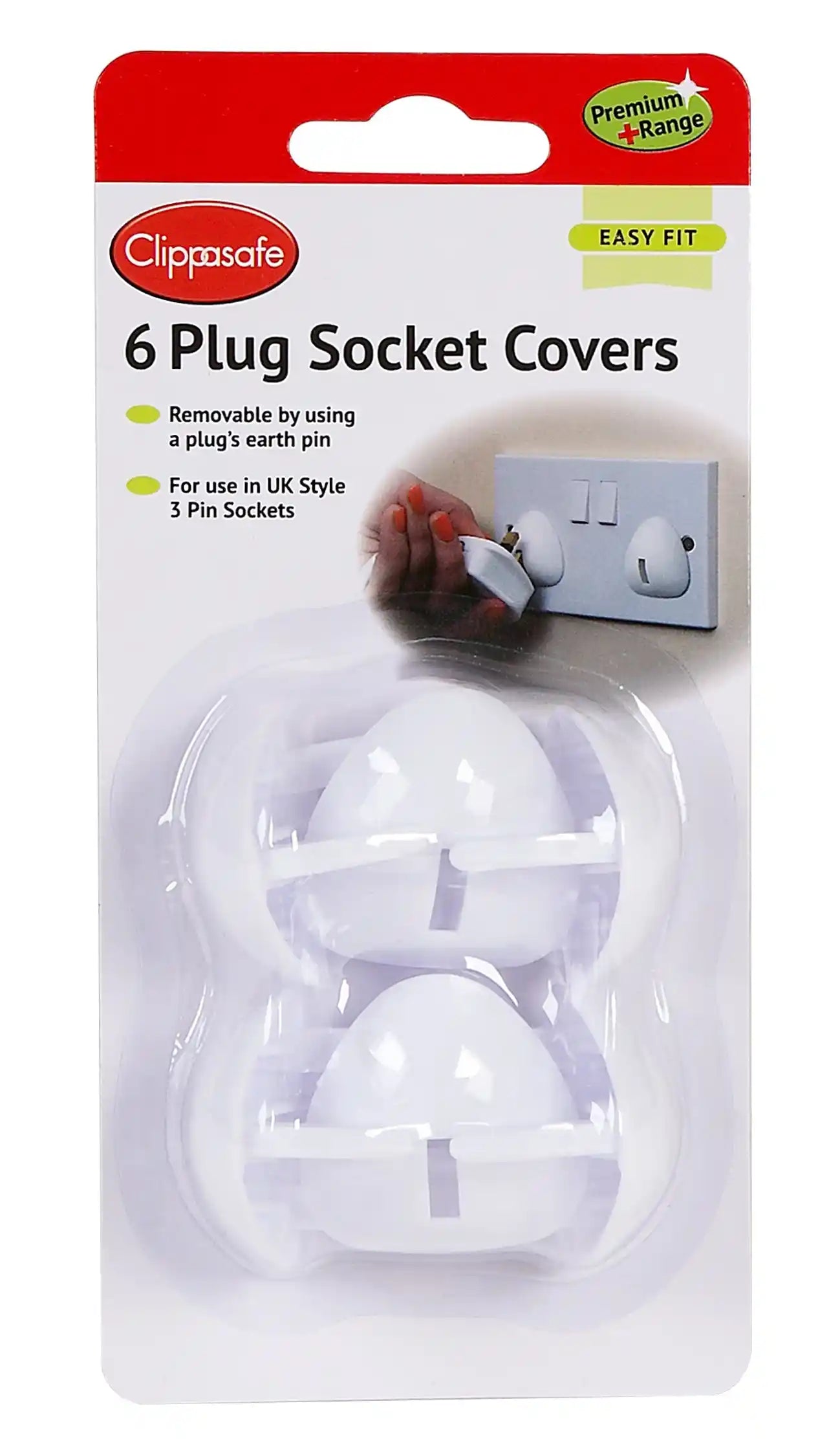 Clippasafe Uk Style 3 Pin Plug Socket Covers-6 Pcs/Pack (White)