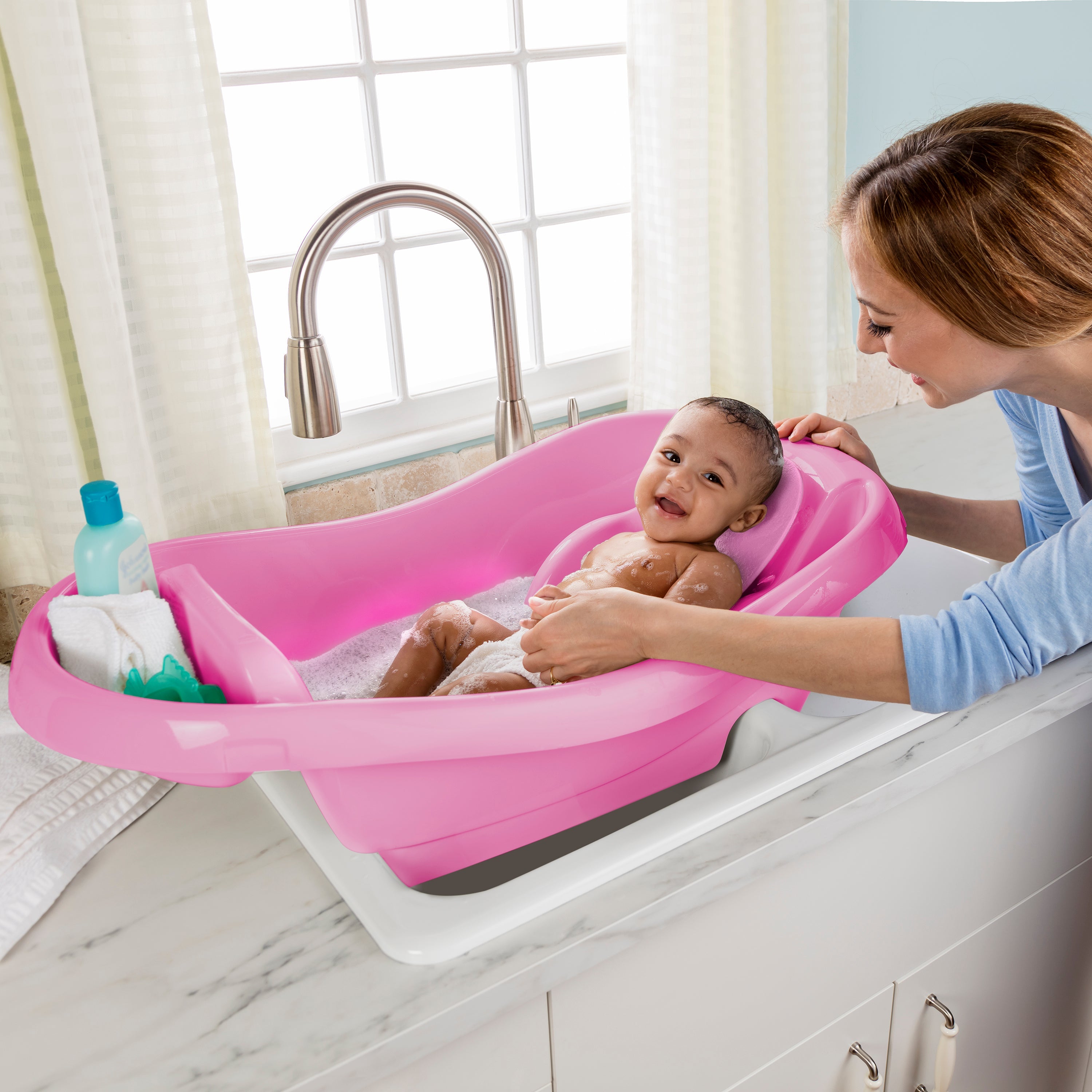 Comfy Clean Deluxe Newborn To Toddler Tub - Girl
