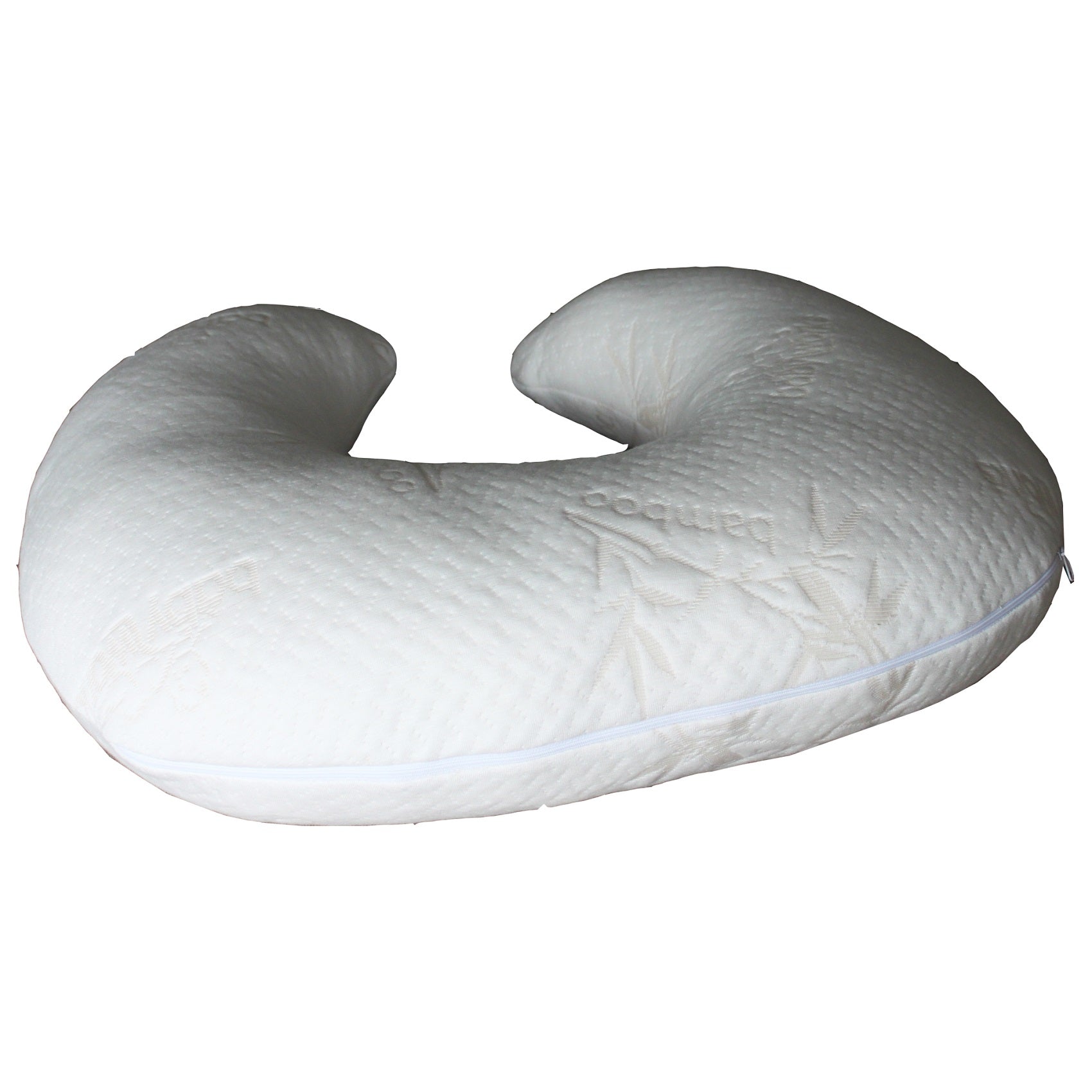 Baby Works - Feeding Pillow With Memory Foam Top & Bottom Layer & Bamboo Pillowcase (White)