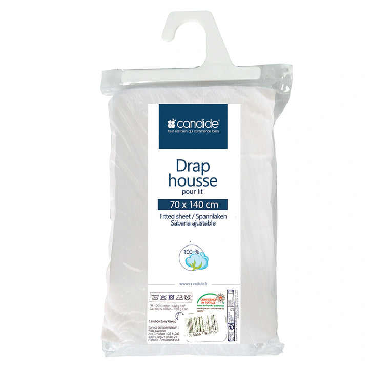 Candide Jersey Cotton Fitted Sheet 70 x 140 cm (White)