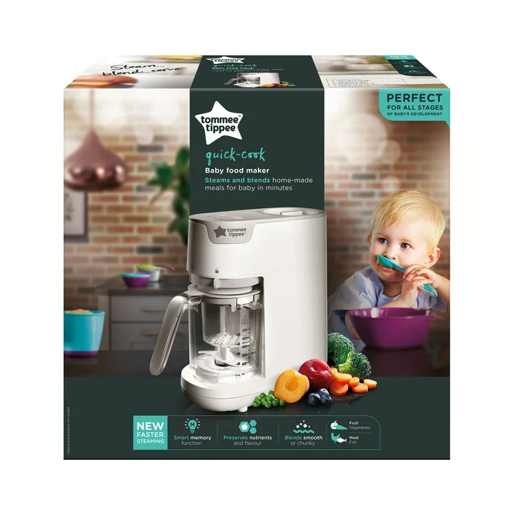 Tommee Tippee Quick Cook Baby Food Steamer Blender (White)