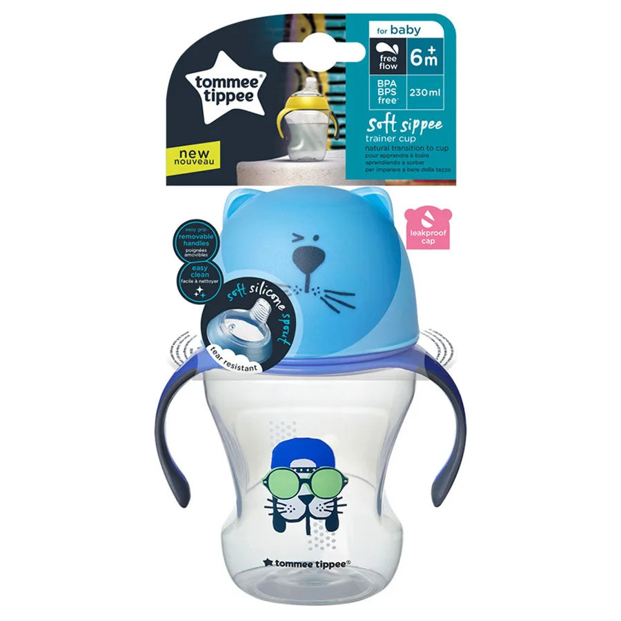 Tommee Tippee Soft Sippee Free Flow Transition Cup 230ml (Blue)