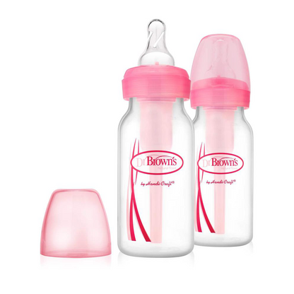 Dr. Browns 4 oz/120 ml PP Narrow Options+ Bottle, 2-Pack (Pink)