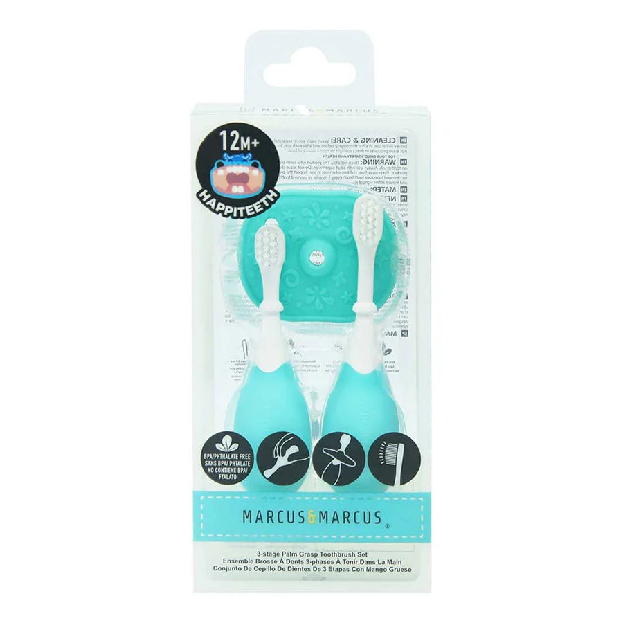 Marcus & Marcus 3 Stage Palm Grasp Toothbrush Brush Set (Blue) Marcus & Marcus 3 Stage Palm Grasp Toothbrush Brush Set (Blue)