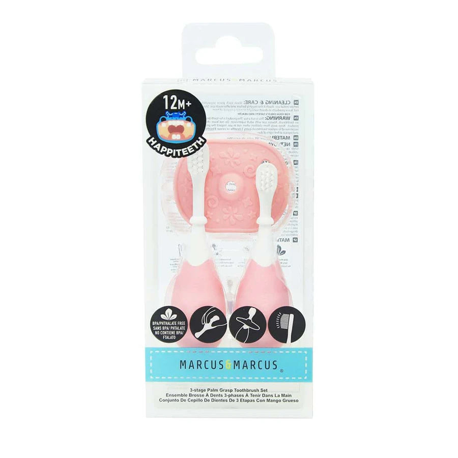 Marcus & Marcus 3 Stage Palm Grasp Toothbrush Brush Set (Pink) Marcus & Marcus 3 Stage Palm Grasp Toothbrush Brush Set (Pink)