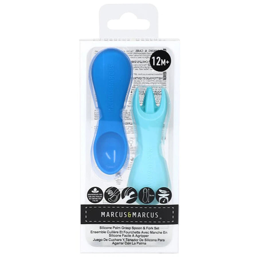 Marcus & Marcus Silicone Palm Grasp Spoon & Fork Set  - Lucas