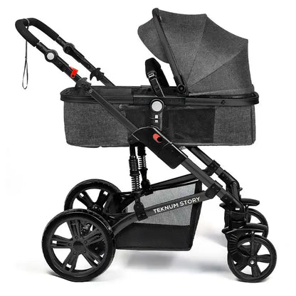 Teknum 3 in 1 Story Pram Stroller and Diaper Bag Bundle (Space Grey)