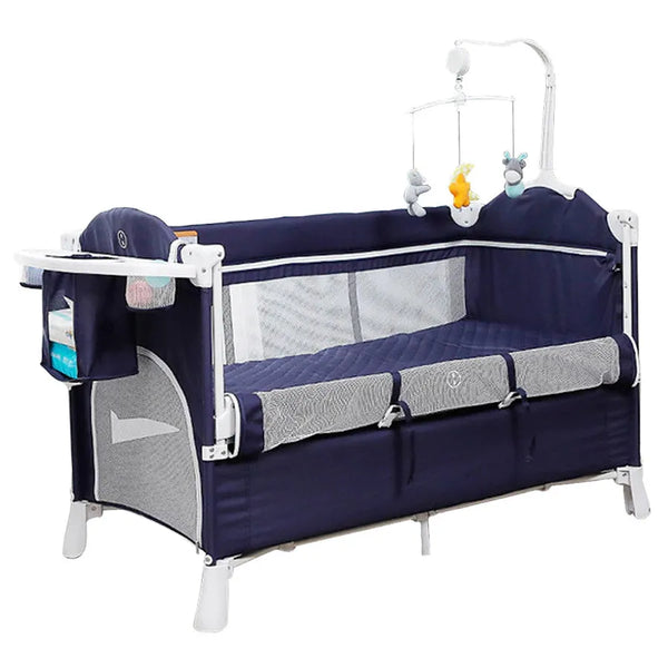 Teknum 4 in 1 Baby Bedside Co-Sleeper Bassinet/Crib and Playpen wt Rocker (Navy Blue)