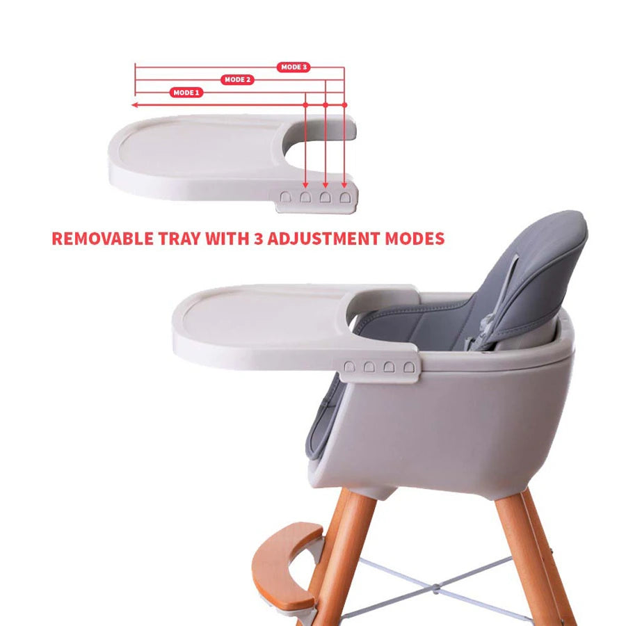 Teknum - Premium Dual Height Wooden High Chair (Grey)
