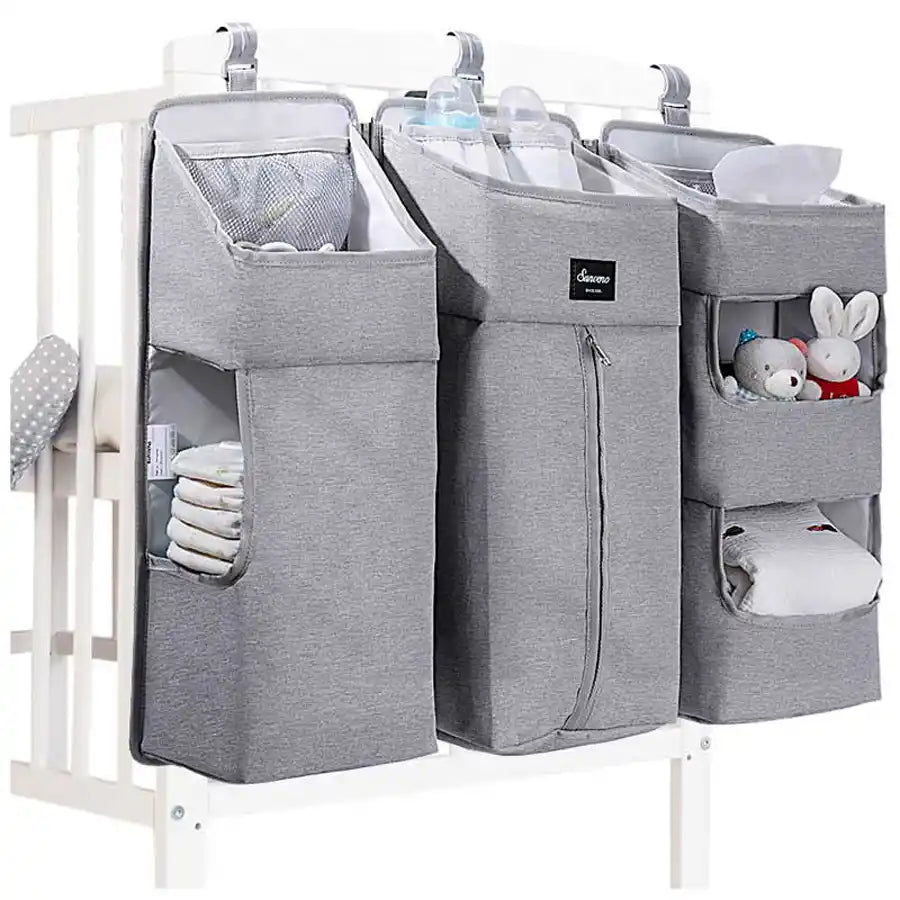 Sunveno - Baby Bedside Portable Crib Organizer (Grey)